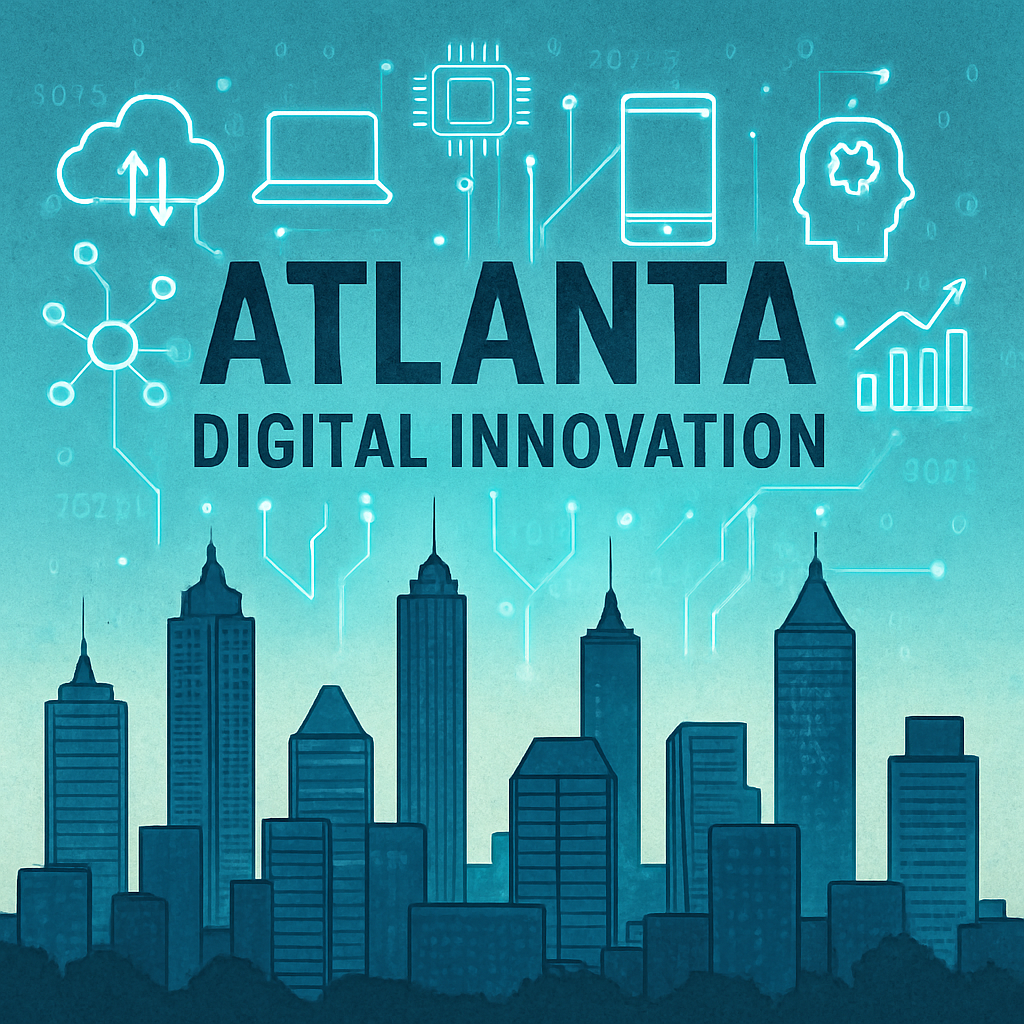Atlanta skyline with digital innovation concept